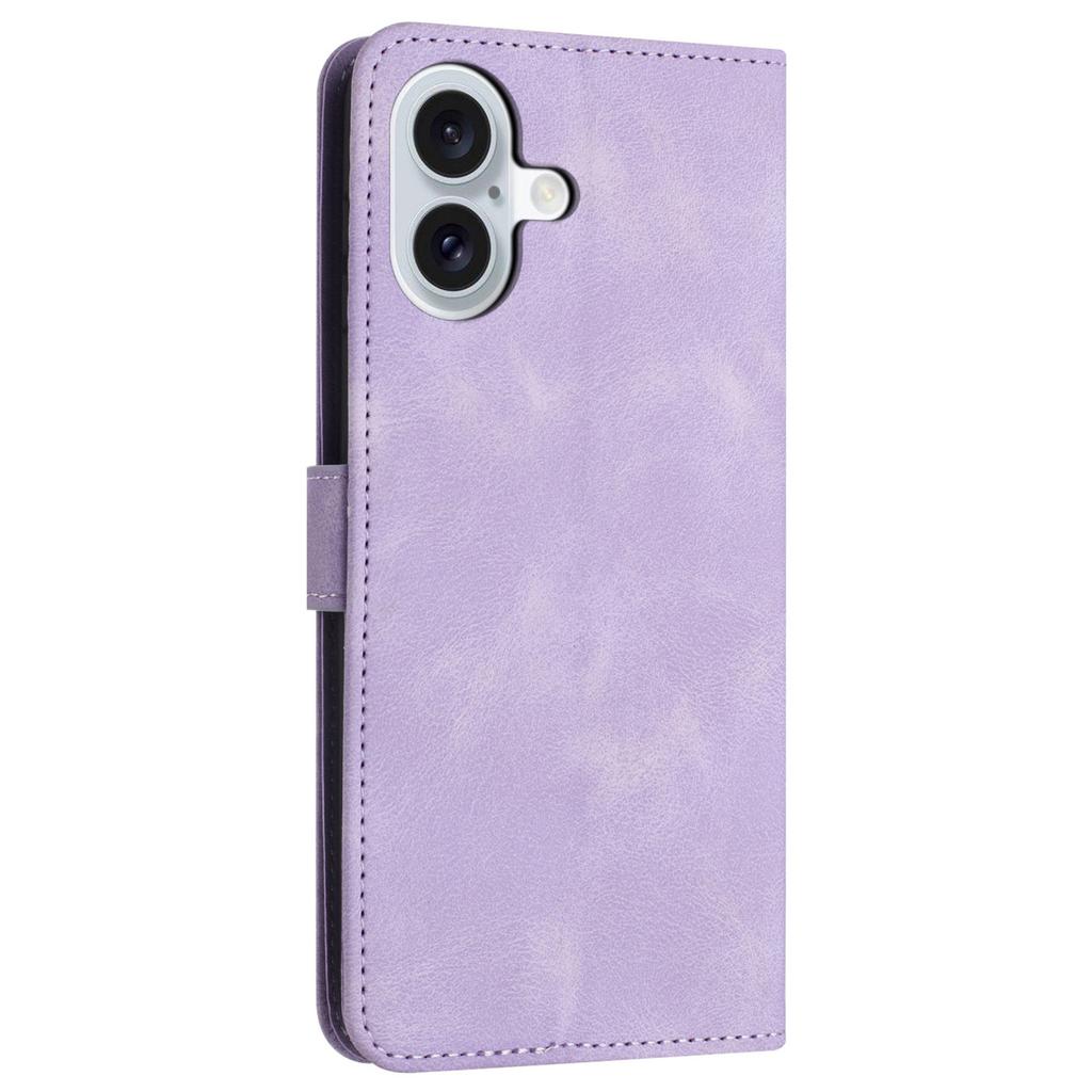 For iPhone 16 Plus Leather Case Solid Color Wallet Protective Phone Cover