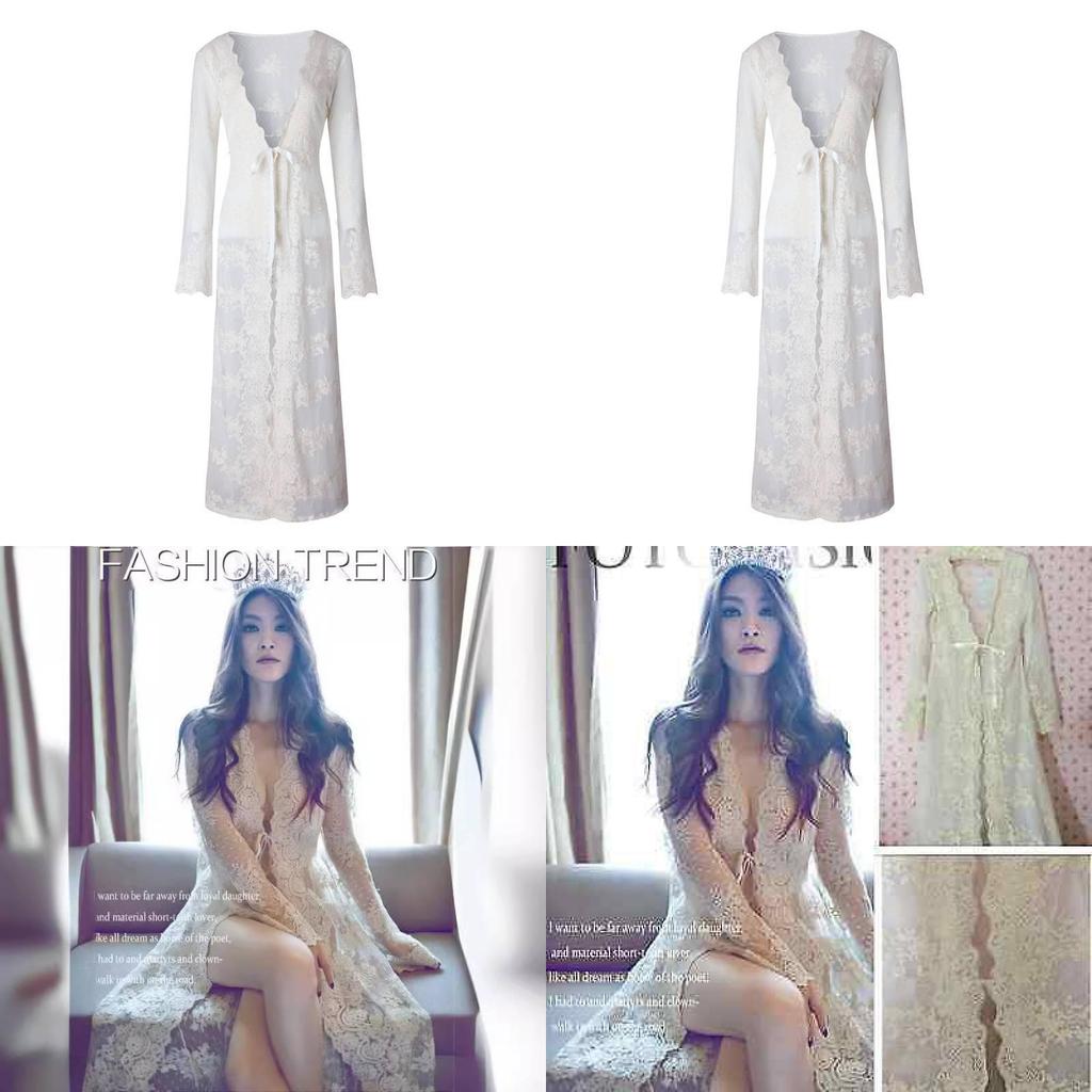 Long Dress With Lace Embroidery For Beach Vacation And Casual Wear