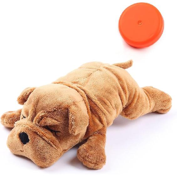 Heartbeat Puppy Toy,Puppy Separation Anxiety Toy, Puppy Behavioral Training Aid for Dog Sleep Aid Plush, Pet Companion Smart Dog Toys,Beige