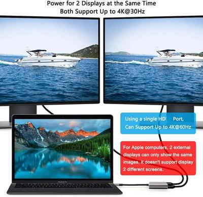 Thunderbolt3 USB C 4K UHD Display Dual HDTV Erweitern 2 Monitore Hub Typ C Dock PD Schnellladung für Macbook Pro Air USB 3.0