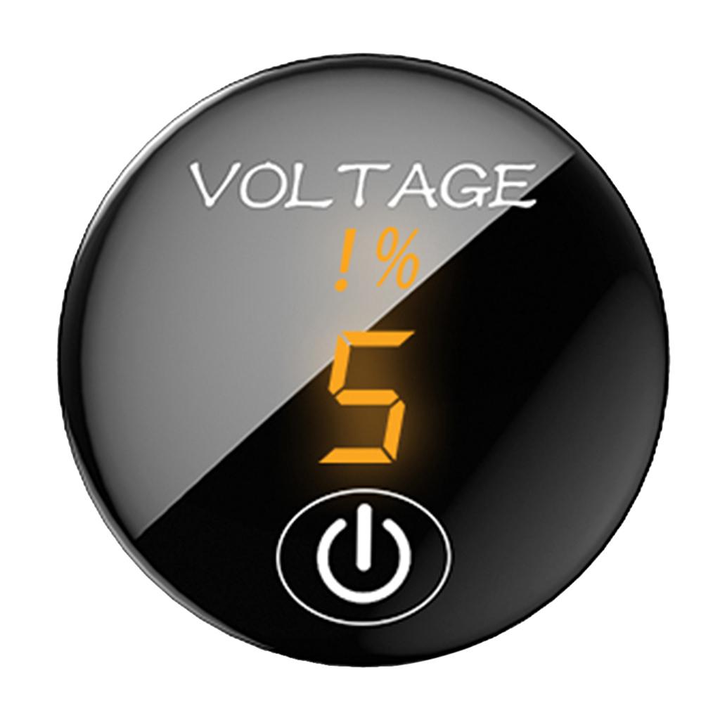Motorcycle Car Volt Voltmeter 5V-48V Digital LED Display Voltage Meter Round Panel for Vehicle and Marine Use