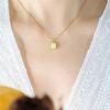 Square White Mother Of Pearl Pendant Minimalist Gold Plated Titanium Steel Necklace For Women