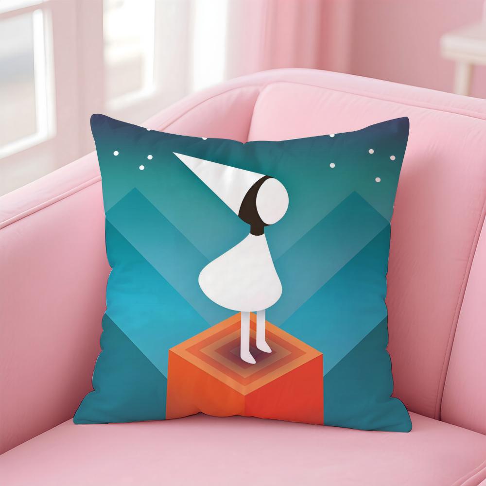 Anime Kwaii Game MMonument Valley Cushion Cover Pillowcase Short Plush Invisible Zipper Room Sofa Cushion Cover