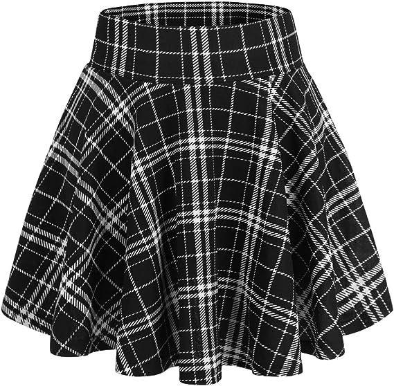 WTEMPO Women s Basic Versatile Casual Stretchy Flared Pleated Mini Skater Skirt with Shorts XL чёрный
