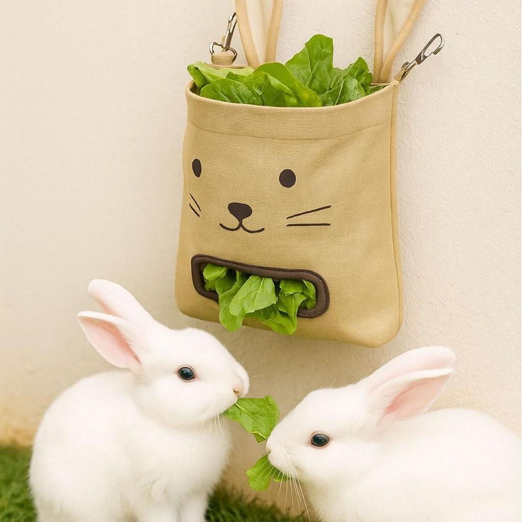 Rabbit-Shaped Hay Bag for Small Pets: Feeding Bag for Rabbits, Guinea Pigs & Hamsters