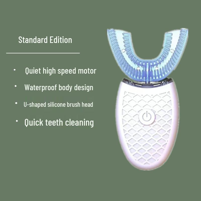 

Rechargeable U-shaped Electric Sonic Toothbrush with Soft Silicone Bristles - Washable, Automatic Timer for Adults