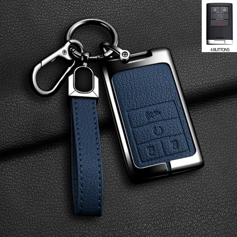 Zinklegierung Leder Autoschlüsselhülle Schlüsselanhänger Abdeckung für Chevrolet C7 Corvette Cadillac DTS SLS SRX XLS STS Escalade CTS ATS 28T CTSV XTS