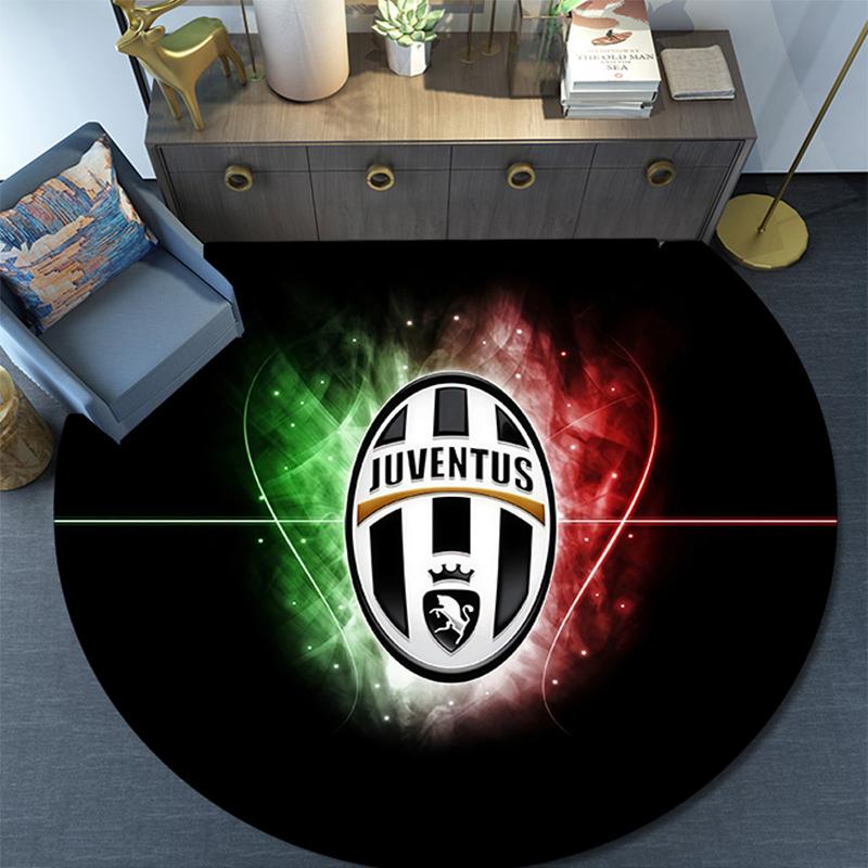 Juventus Football Club Round Area Rug,Carpet Rug for Living Room Bedroom Sofa Playroom Decor,Non-slip Floor Mat