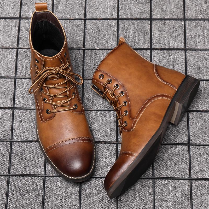 Fashion Fashion Brown Ankle Men's Leather Shoes Dress Boots Formal Shoes Men Autumn Winter Cowboy Boots For Men zapatos hombre vestir