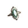 Luxury 2025 New Jewelry Alloy Inlaid Green Horse Eye Zircon Ring Ins European and American Women's Diamond Ring