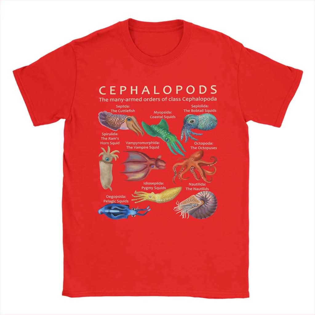 The Cephalopod Octopus Squid Cuttlefish and Nautilus T Shirt for Men Pure Cotton Amazing TShirt Round Neck Tees Tops Idea Tees