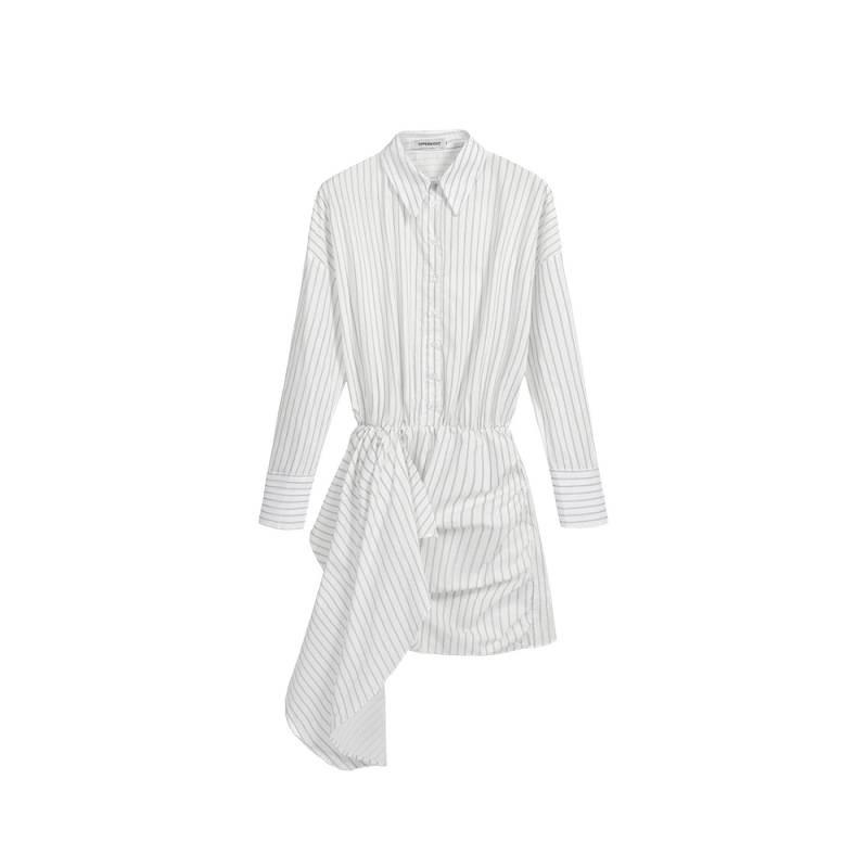 2026 Spring/Summer Women's Striped Shirt Dress – Casual Fashionable Bodycon Design