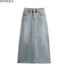MODIQUE 2025 New Plus Size Summer Women's Casual A-line High Waist Hip Wrap Blue Denim Washout Skirt Ladies Loose Basic MIDI Dress