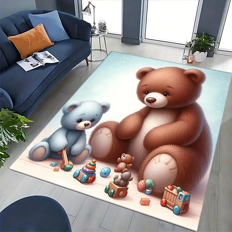 1pc Teddy Bear Office Chair Mat - Anime Cartoon Design, Non-Slip Carpet for Home Decor, Suitable for All Seasons, Ideal As a Gift or for Gaming Rooms