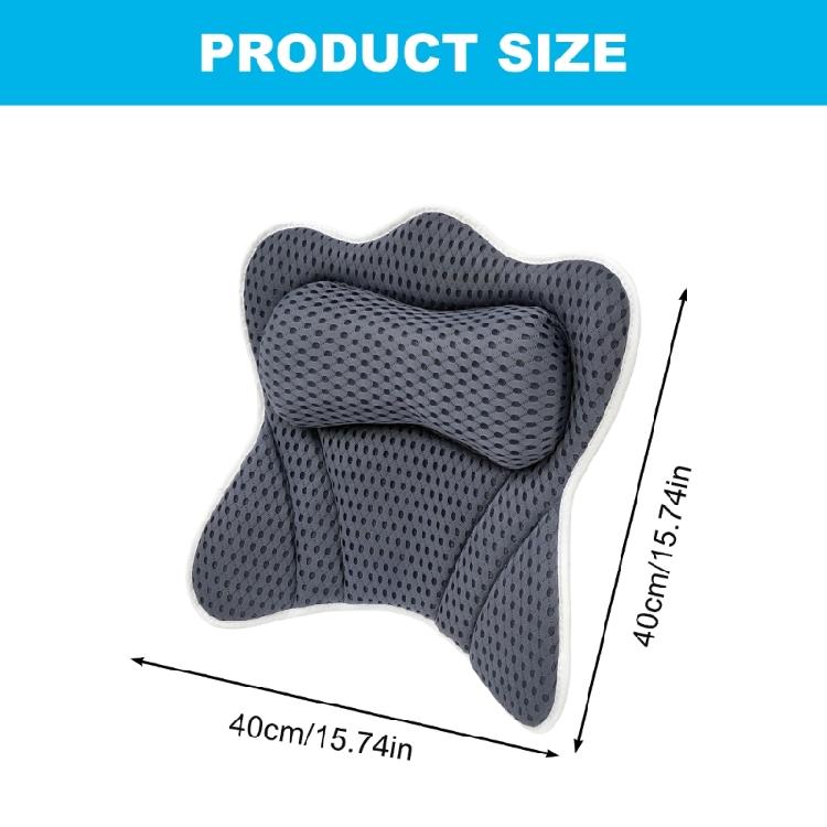 Bath Pillow Bathtubs Cushion Ergonomic Curvatures Head Neck Supports Breathable Meshes Machine Washable Cover