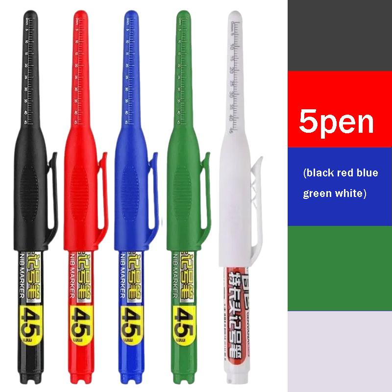 45mm Tip Waterproof Long Head Marker Pen set Quick-Dry Ink for Woodworking Construction Deep Hole Non-Toxic Black Red Blue White