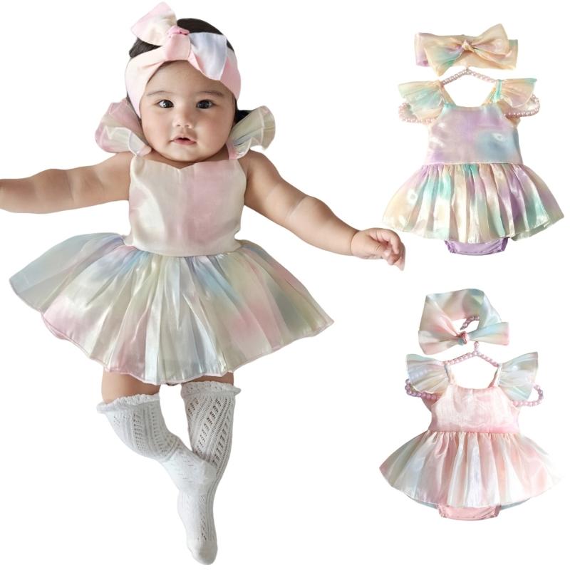 Kleinkindkleid und Schleifen-Haarband Foto-Bekleidungsset Fotoshooting-Requisiten Neugeborenen-Partygeschenke Baby-Fotografie-Kostüm