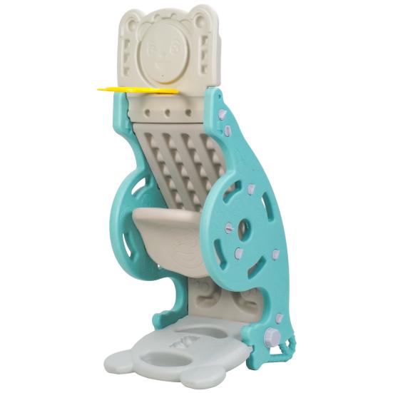 4-in-1 Kids Slide & Rocking Horse, Convertible Playground Toy with Basketball Hoop for Toddlers