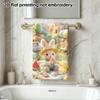 Felt Summer Bunny Picnic Soft Bath Towel, Rainbow Castle Ice Cream Rabbit Absorbent Quick Dry Towel