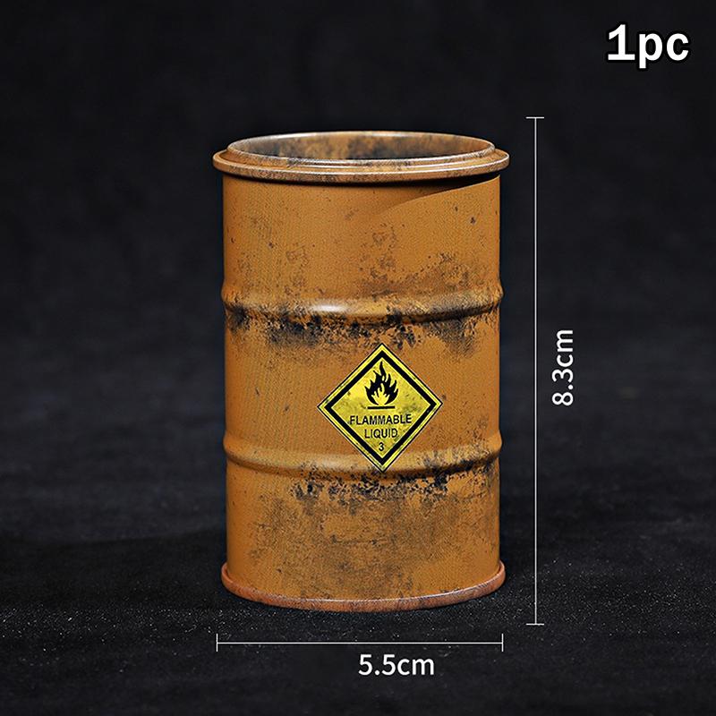 Creative Miniature Oil Drum Model Desktop Scene Iron Sheet Storage Mini Toy Trendy Plaything Desk Decoration Stationery Gift