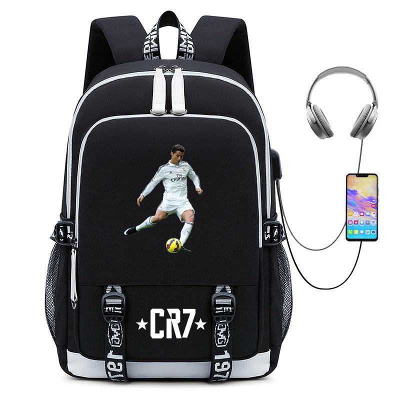 Football Star Collection Teen Primary And Secondary School Student School Bag Usb Men'S And Women'S Casual Backpack