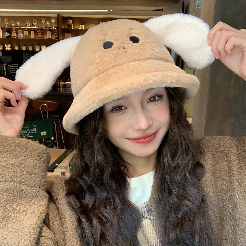 Rabbit Ears Fisherman Hat Children Autumn and Winter Cartoon Versatile Warm Ear Protector Hat Student Fashion Cold Hat Tide