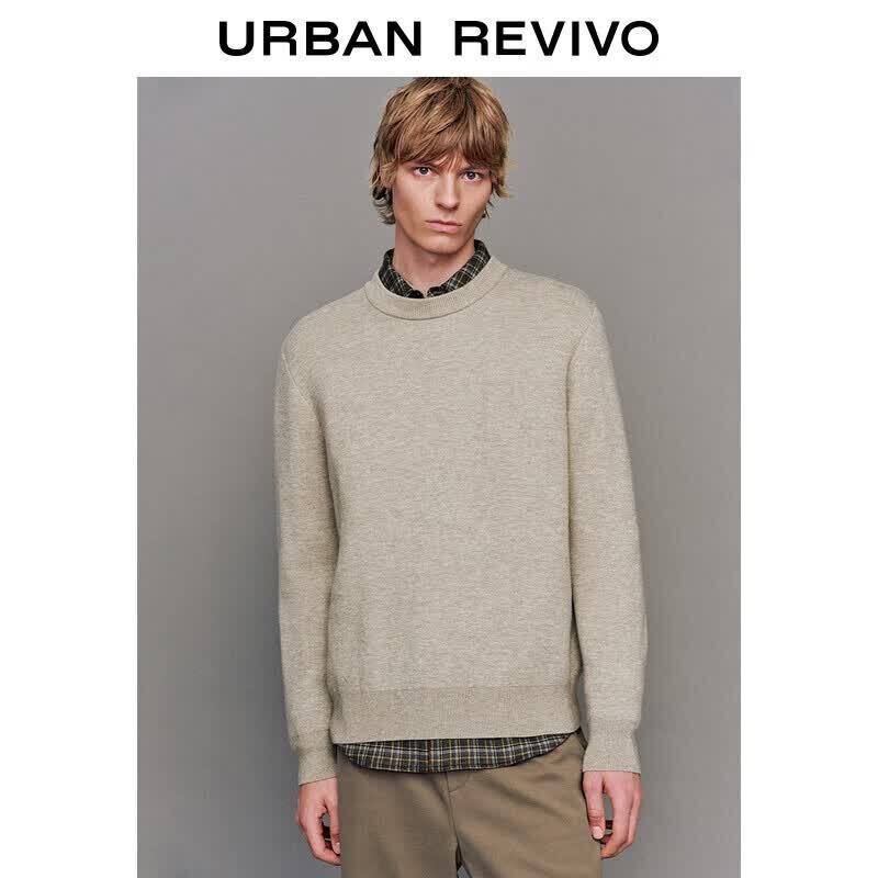 UR Men's Basic Round Neck Pullover Knit Sweater