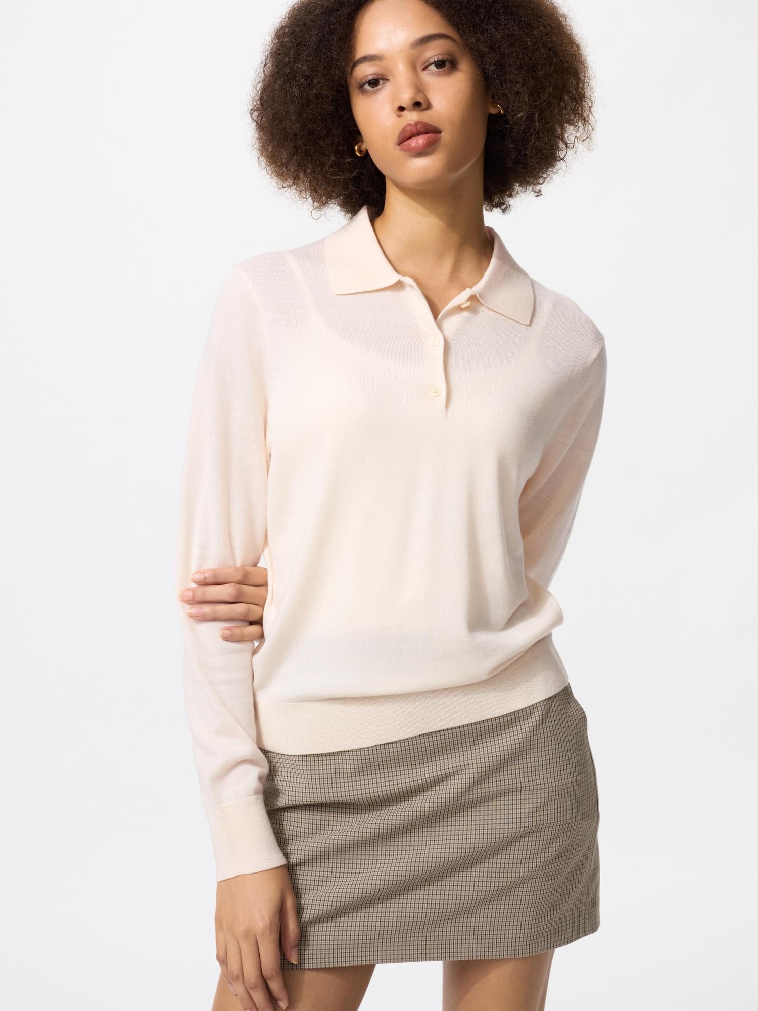 

Поло-свитер из мериносовой шерсти Uniqlo 30 NATURAL/WOMEN XXL
