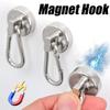 Strong Magnetic Hooks Heavy Duty Neodymium Magnet Hooks with Swivel Carabiner Hook Bathroom Kitchen Hanging Hanger Key Storage