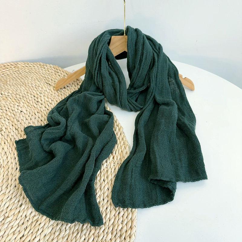 New Thin Cotton Linen Striped Scarf Four Seasons Versatile Soft Neck Guard Silk Scarf Women's Travel Shawl Scarf