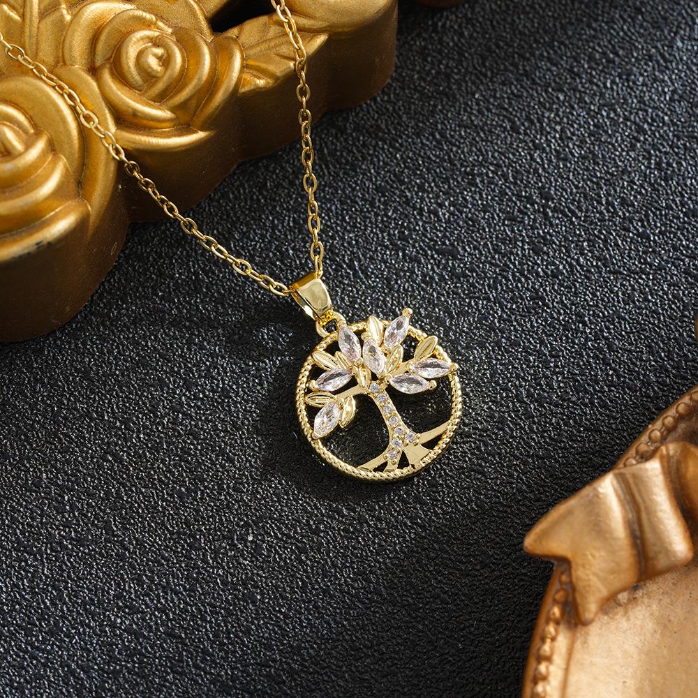 Elegant Rhinestone Lucky Tree Necklace for Women - Clavicle Chain Jewelry