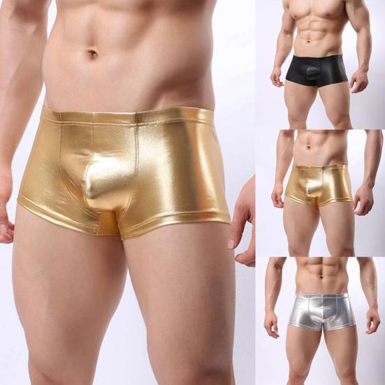 Fashion Club Men Patent Leather Boxers U Convex Underwear Underpants Shorts