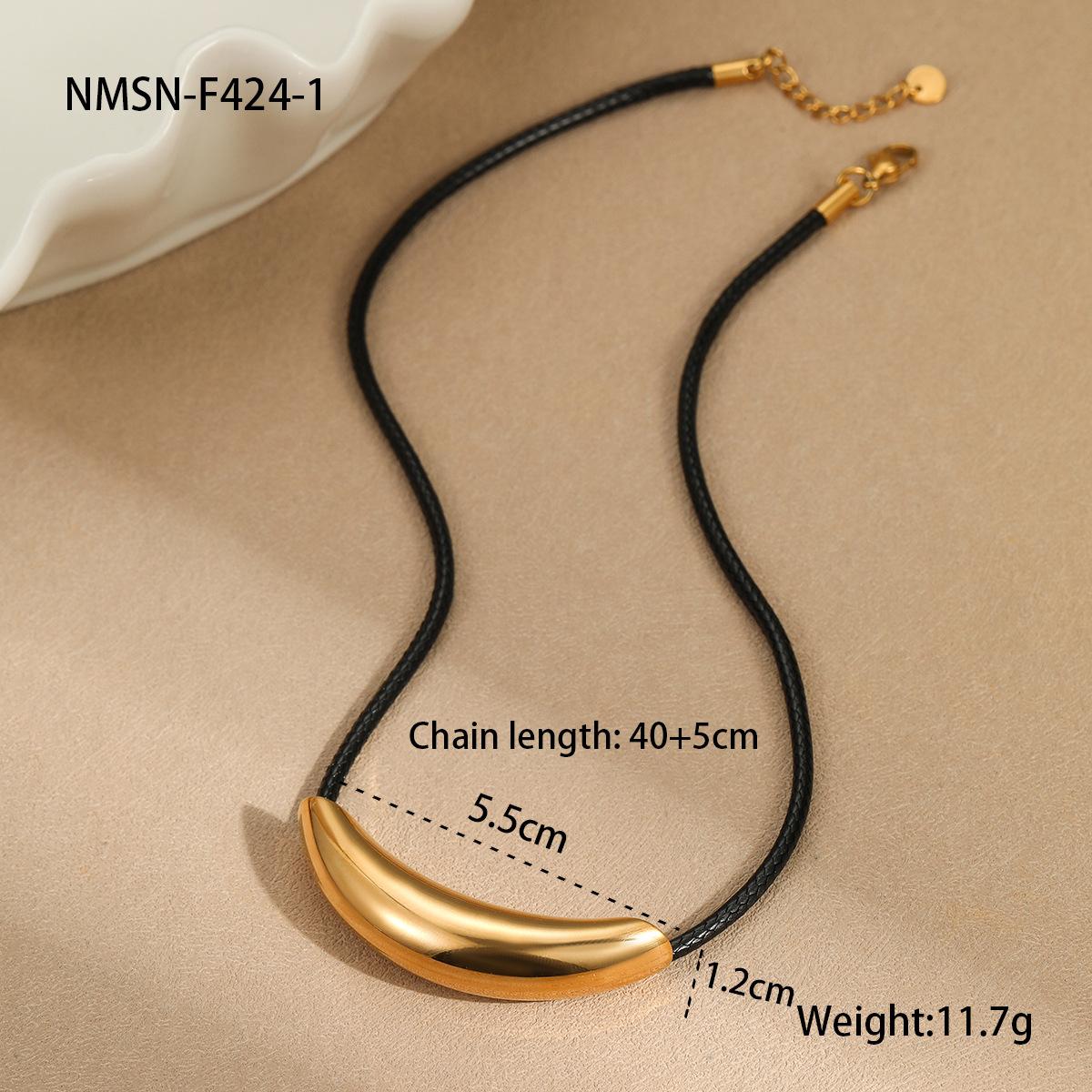 GEMCHIC Women s Stainless Steel Leather Rope Necklace Metal Chain Arc Tube Design Minimalist Cold Style Choker Wholesale