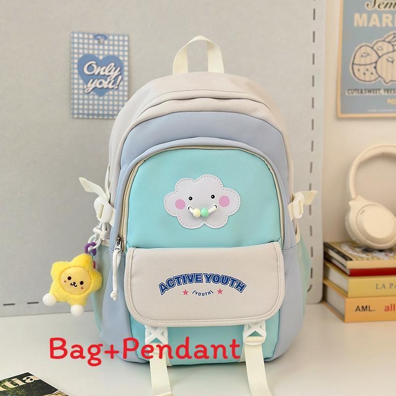 Nylon Letter Backpack For Girls With Reducing Burden And 14in Laptop Storage For Daily Use