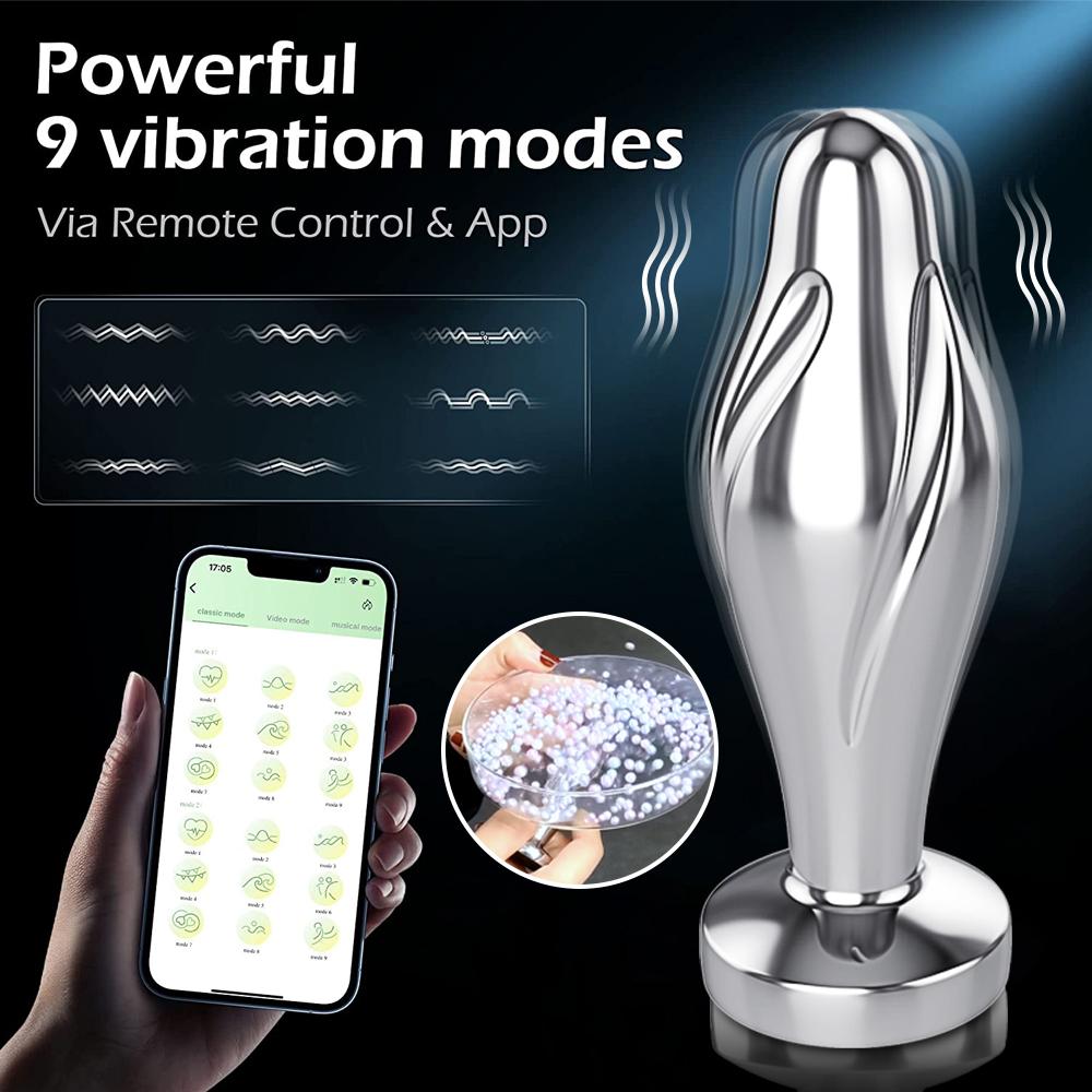 Bluetooth APP Anal Plug Vibrator Female Remote Control Clitoris Stimulator Metal Butt Plug Adult Supplies Sex Toys for Women