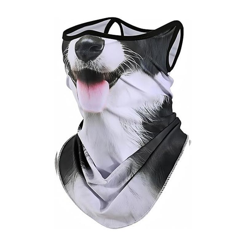 Забавная маска для лица с принтом животных, с ушными петлями и защитой шеи, милая причудливая бандана, маска для лица, летняя велосипедная маска для лица
