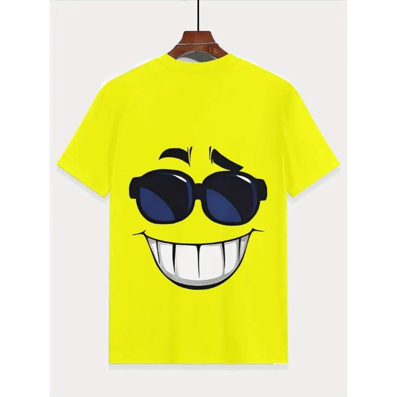 

Чоловіча футболка з 3D цифровим принтом, яскраво-жовта, з мультяшним обличчям, графічні футболки, футболка з кумедним дизайном у стилі Хараджуку для чоловічого одягу 3XL
