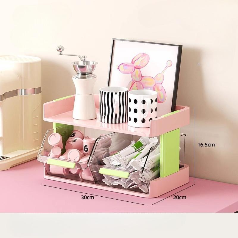

Tea Bag Storage Box Organizer Office Tea Room Desktop Transparent Drawer Box Storage Rack Large Capacity Bar Counter Coffee Rack