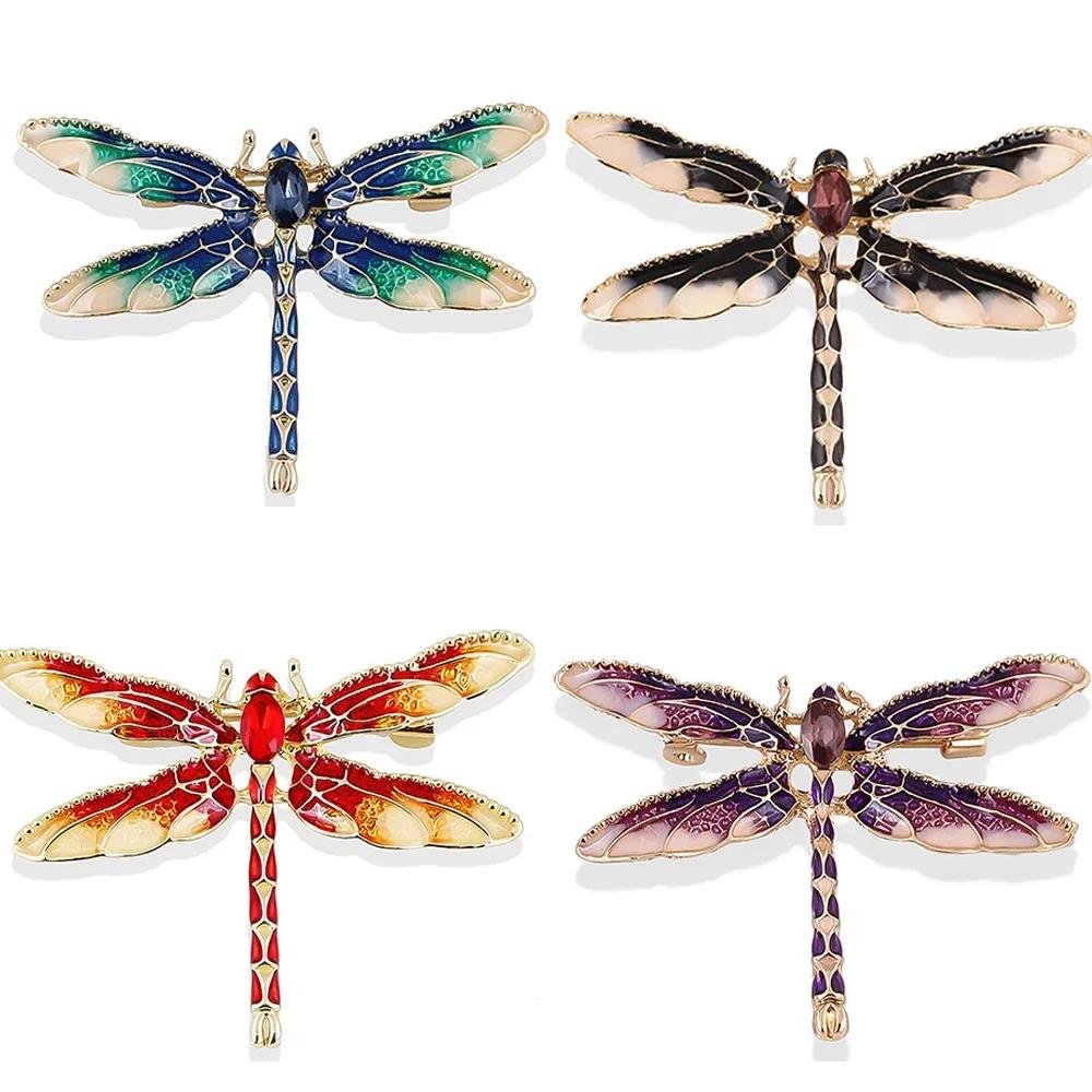 Enamel Dragonfly Brooches Women Men Delicate Insect Crystal Rhinestone Brooch Pin Jewelry Gifts Lapel Pin