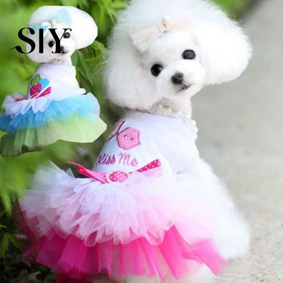 Love-hearts Pattern Pet Dress Breathable Cotton Summer Lace Dog Princess Skirt for Walking Supplies