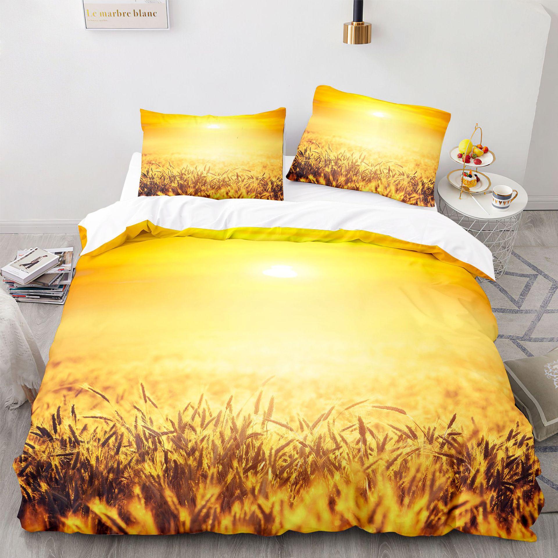 

Golden Wheat Field Comforter Cover Package Microfiber Wheat Harvest Themed Quilt Cover For Adult Twin Size King Size Size Nordic Style Sleep Bedding EU single(135x200cm)