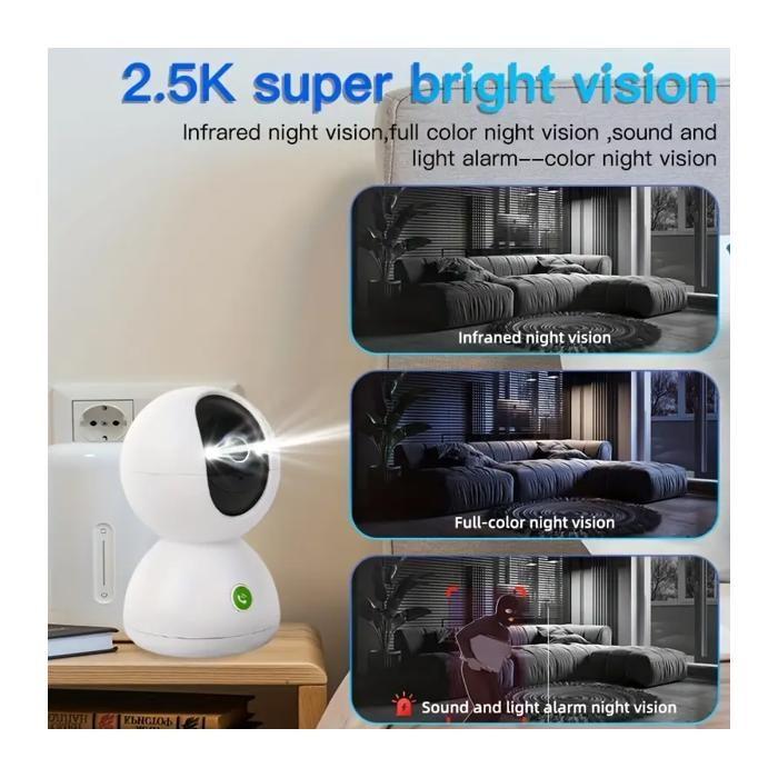 2.5K Caméra Surveillance WiFi Intérieure, Appel à Une Touche, Connectée Smartphone Détéction de Personne/Animal
