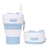 450ml Silicone Folding Straw Cup Space Saving High Temperature Resistant Retractable Cup with Buckle Leakproof Collapsible Cup