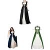 Medieval Themed Costume Dress With Linen Blend Fabric And Flared Skirt For Cosplayers And Enthusiasts