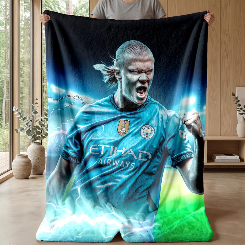 Erling Haaland Theme Blanket Soft Flannel Blanket Plush Throw Blanket Cozy Sofa Bed Blanket for Home Decor