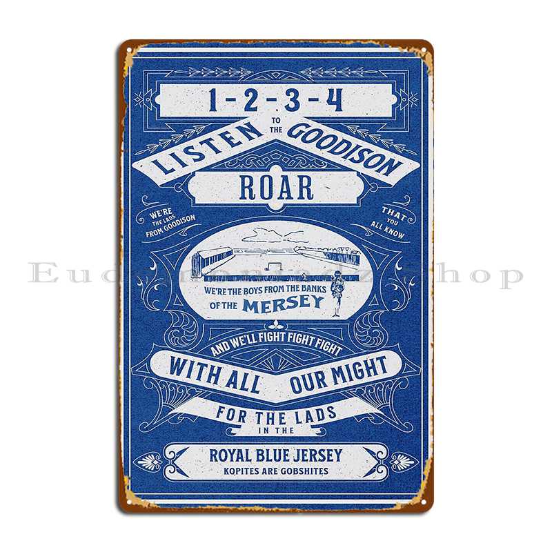 

Goodison Roar Vintage Style Blue Metal Plaque Poster Retro Bar Wall Decor Kitchen Create Tin Sign Poster 20x30cm（7.8x11.8inch）
