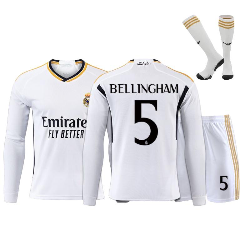 2324 Real Madrid Long Sleeve Soccer Jersey For Kids Suitable For All Seasons Unisex Various Sizes