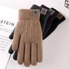 Winter Touch Screen Gloves Cycling Electric Bike Men's Warm Gloves Windproof and Cold Proof Gloves Thick Knitted Yarn Gloves with Added Velvet
