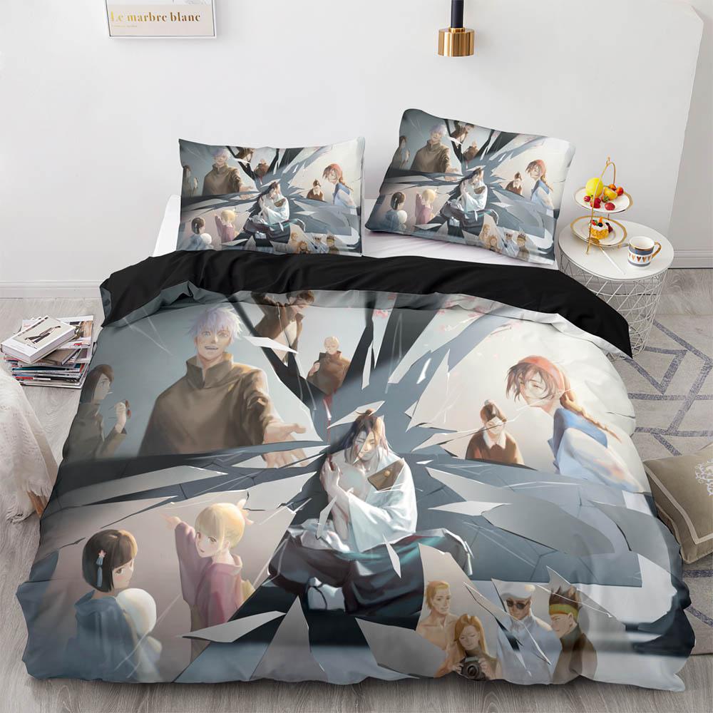 Anime Jujutsu Kaisen Satoru Gojo Juego de Cama Niños Niñas Tamaño Twin Queen Funda Nórdica Funda de Almohada Cama Niños Adultos Textil para el Hogar