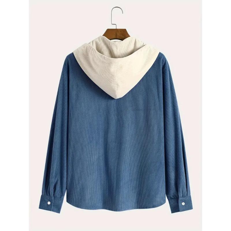 Fashion Trend Spring Autumn Corduroy Hooded Jacket Comfortable Casual Daily Men